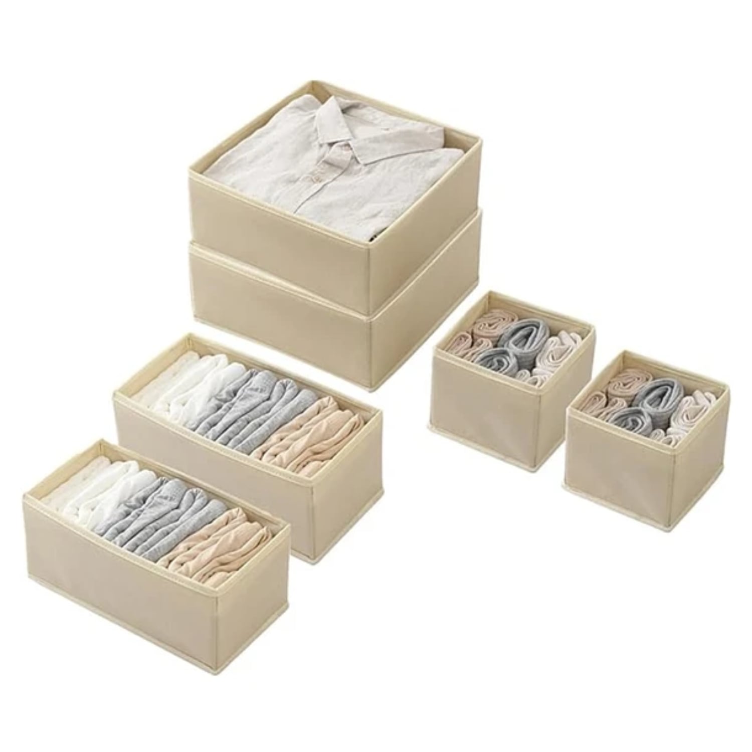 SET DE 6 CAJAS PLEGABLE ORGANIZADOR DE ROPA INTERIOR Y MAS - 1