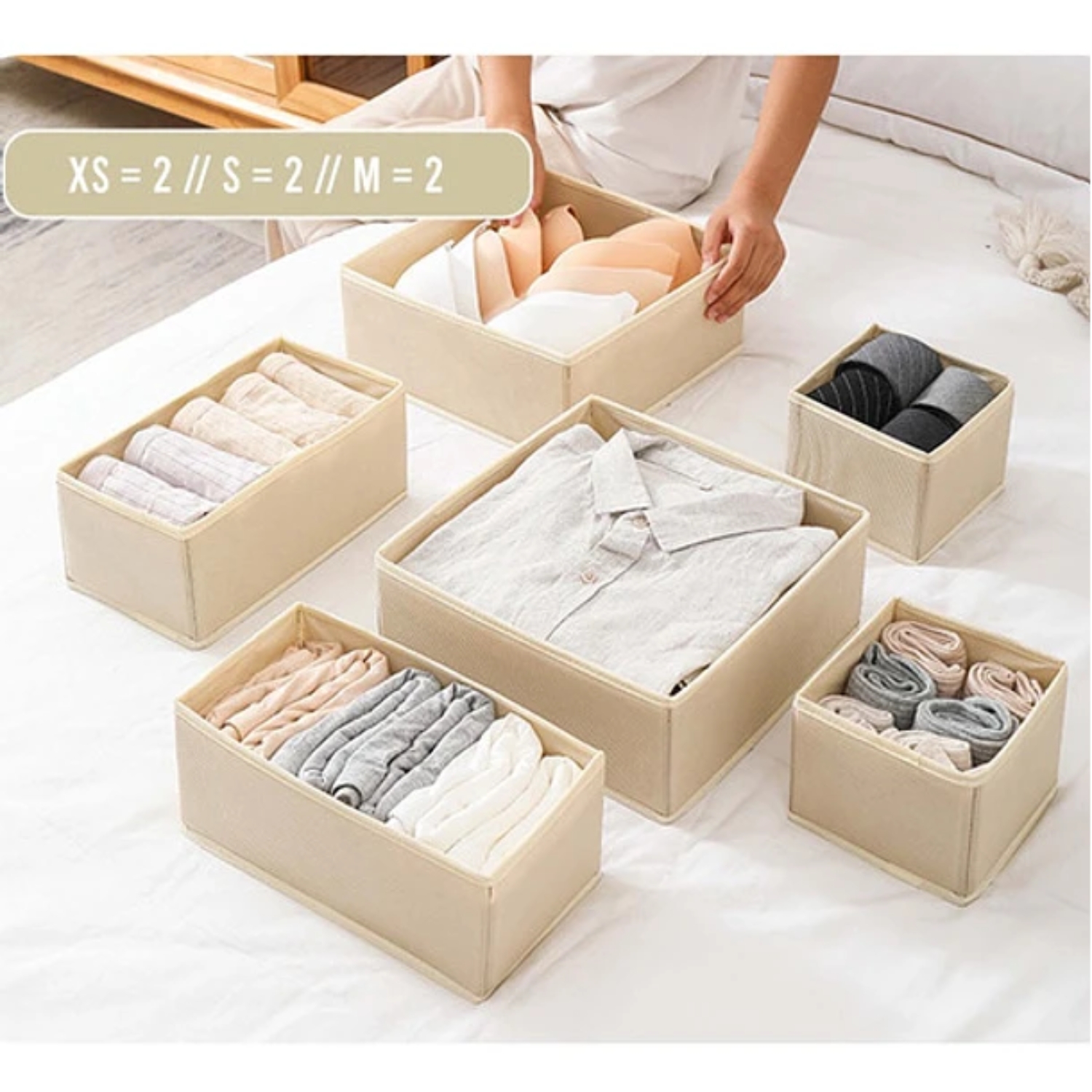 SET DE 6 CAJAS PLEGABLE ORGANIZADOR DE ROPA INTERIOR Y MAS - 6