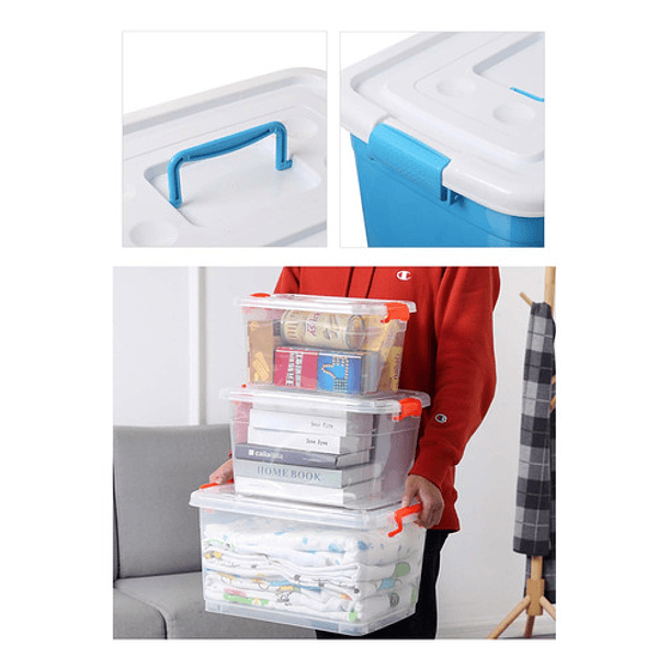 SET DE 3 CAJAS DE ALMACENAMIENTO DE PLASTICO CON TAPAS - 2