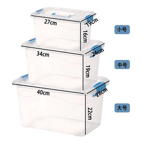 SET DE 3 CAJAS DE ALMACENAMIENTO DE PLASTICO CON TAPAS - 3