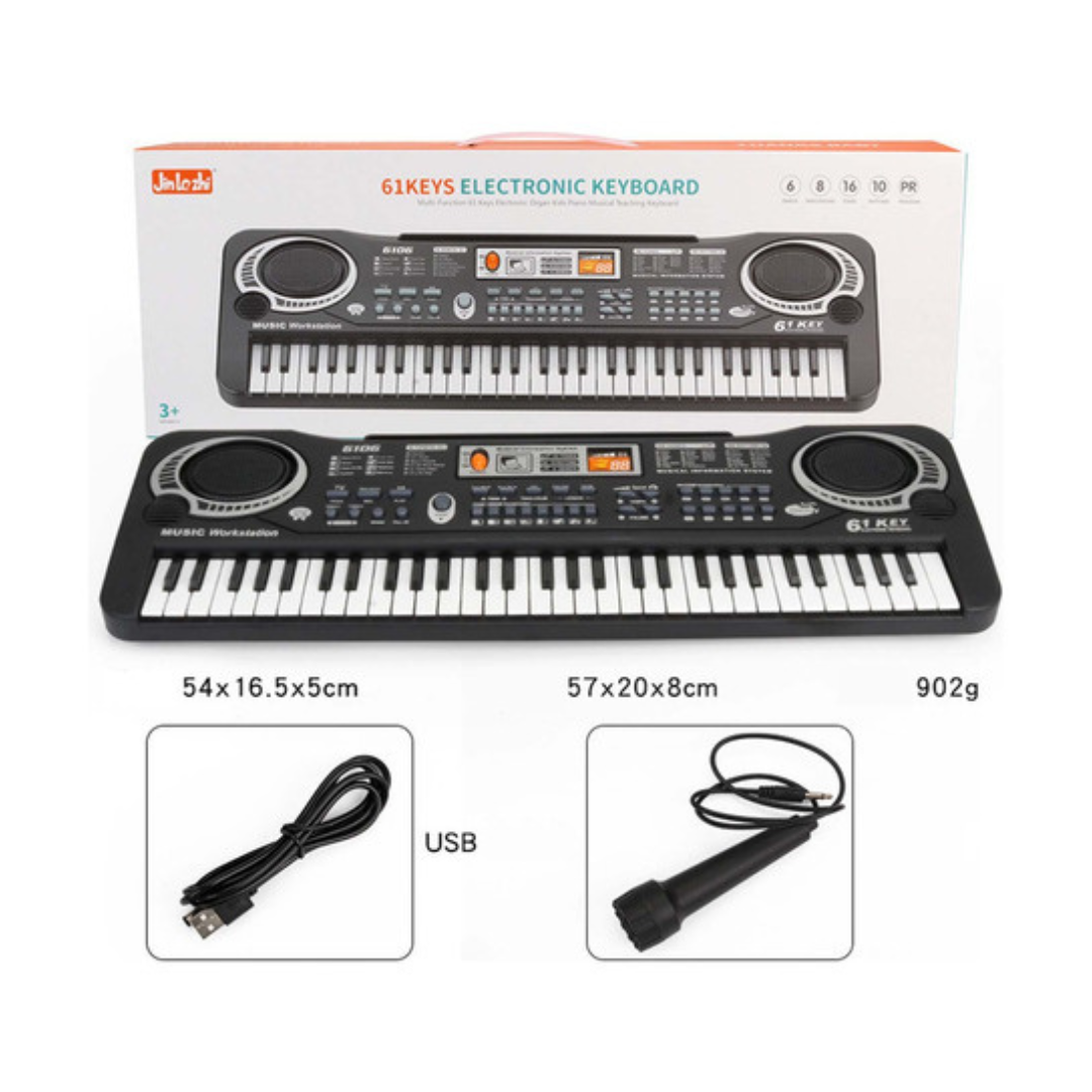 Piano Teclado Electrónico Digital 61 Teclas Con Micrófono - 3