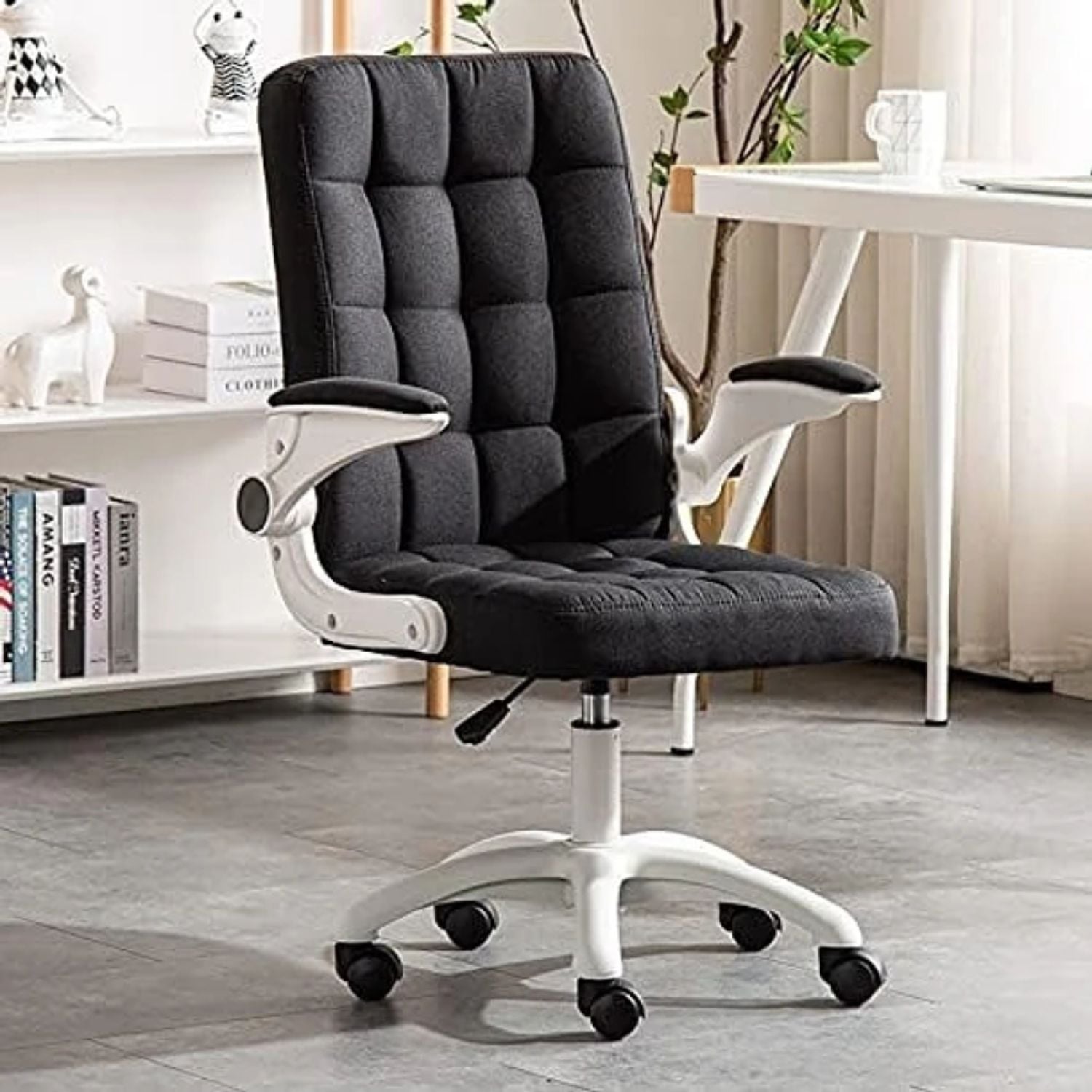 SILLA OFICINA CRUSEC NEGRO ALTURA CON AJUSTABLE Y RUEDAS - 1