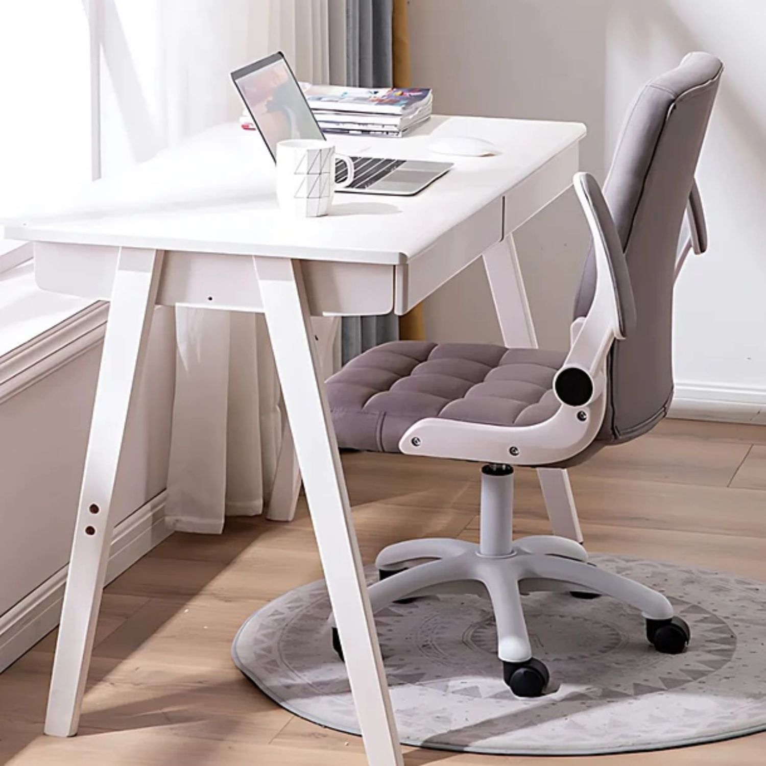 SILLA OFICINA CRUSEC NEGRO ALTURA CON AJUSTABLE Y RUEDAS - 5