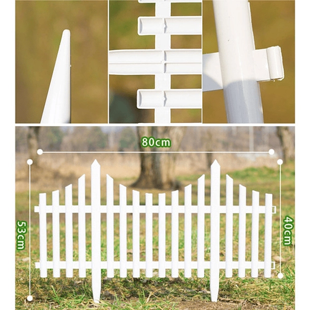 VALLA DE JARDÍN CON BORDE BLANCO PACK 4 RESISTENTE 80X53CM - 2