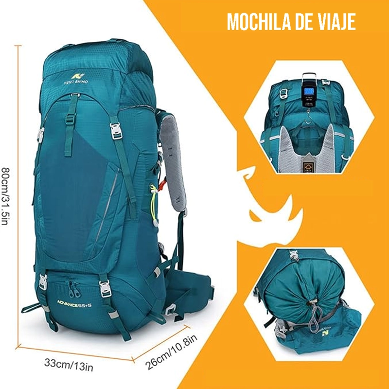 MOCHILA DE SENDERISMO 65L MONTAÑISMO IMPERMEABLE Y LIVIANA - 2