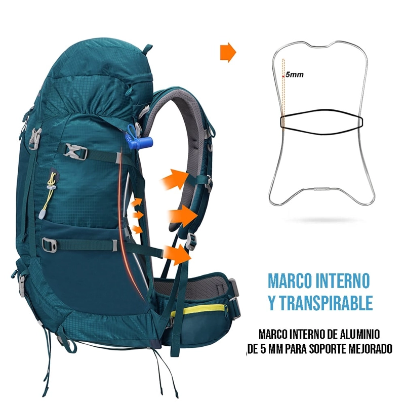 MOCHILA DE SENDERISMO 65L MONTAÑISMO IMPERMEABLE Y LIVIANA - 7
