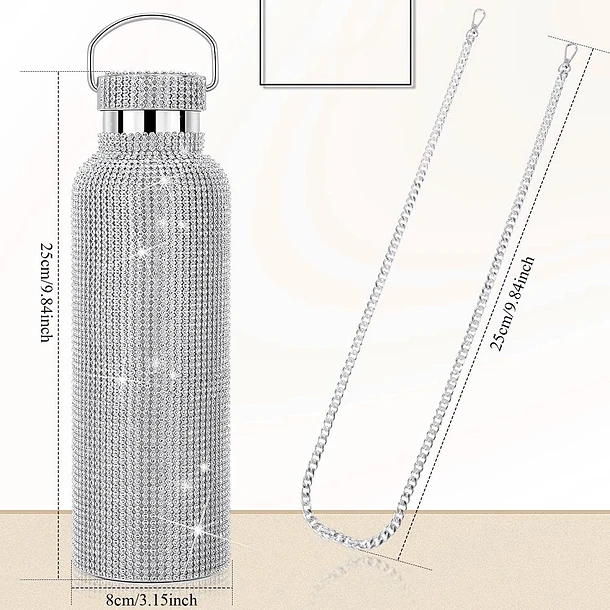 TERMO BOTELLA DISEÑO DIAMANTES 500ML PORTATIL TERMICA - 2