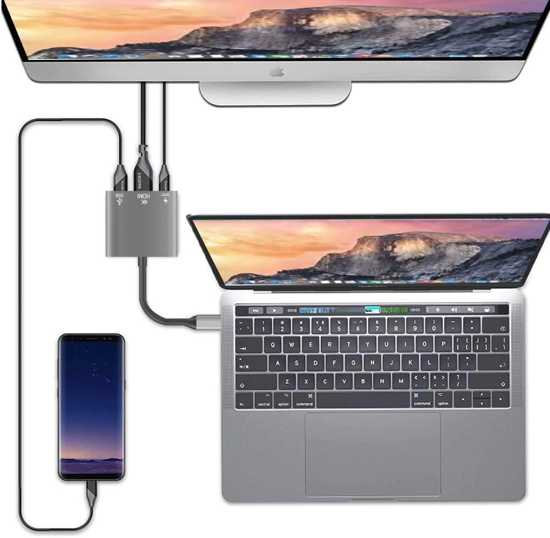 ADAPTADOR MULTIPUERTO 3 EN 1 USB TIPO C 3.0 A HDMI 4K - 3