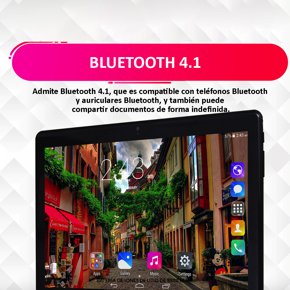 TABLET INTELIGENTE 10 PULGADAS 32GB ROM, 2 GB RAM + FUNDA - 6