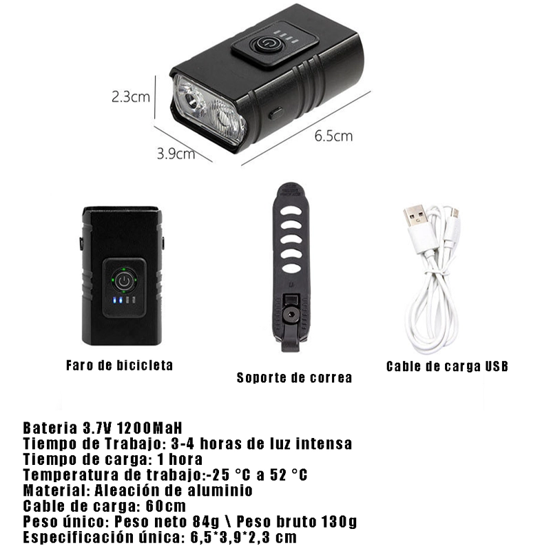 JUEGO DE LUZ CRUSEC LED DE BICICLETA IMPERMEABLE USB POWER BANK - 2