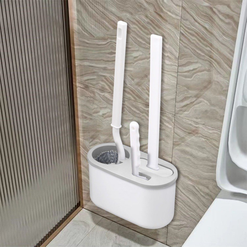 JUEGO DE 3 CEPILLOS ESCOBILLAS MODERNO PARA INODORO DE BAÑO - 3
