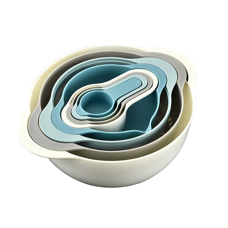 JUEGO DE 8 TAZONES ANIDADOS CON TAZAS MEDIDORAS MULTIFUNCION