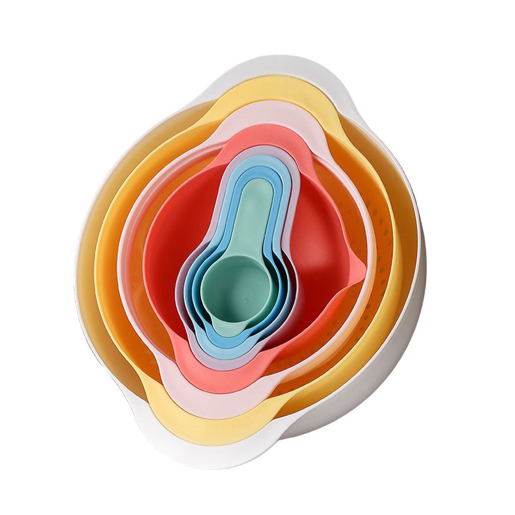 JUEGO DE 8 TAZONES ANIDADOS CON TAZAS MEDIDORAS MULTIFUNCION