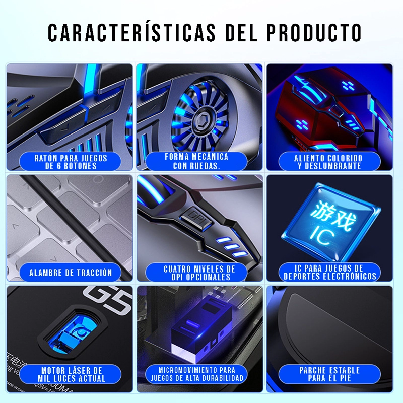 MOUSE CRUSEC GAMER RATON 6D ERGONÓMICO USB OPTICO JUEGOS - 2