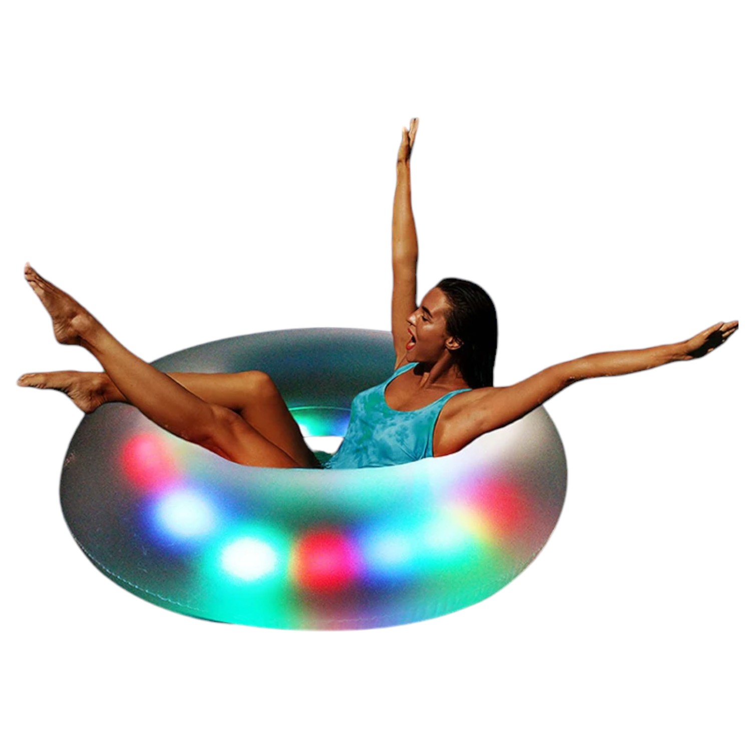 FLOTADOR CRUSEC LED MULTICOLOR ANILLO CON ASAS DE NATACION 26*56 - 1