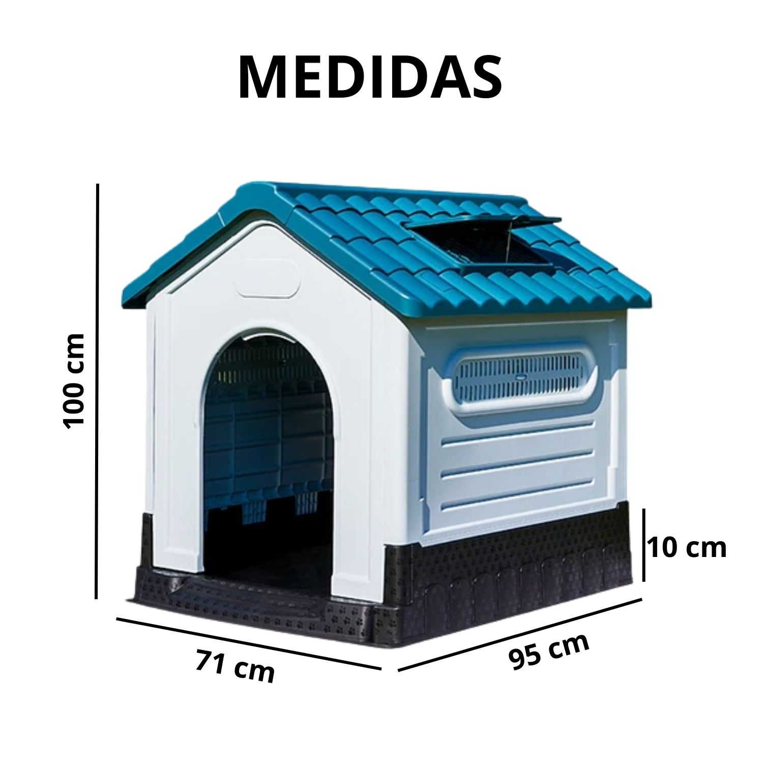CASA PARA PERRO MASCOTAS EXTERIOR IMPERMEABLE 100X71X95 CM - 5