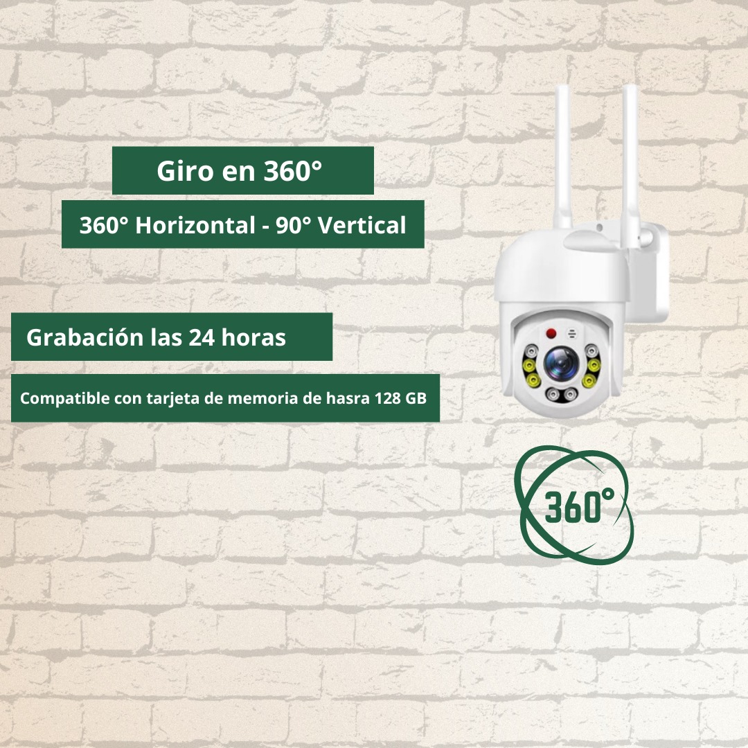CÁMARA CRUSEC PTZ SEGURIDAD SMART HD WI-FI 360 EXTERIOR INTERIOR - 3