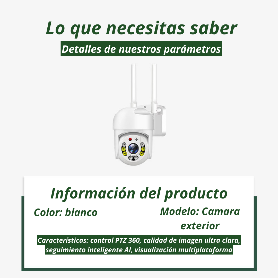 CÁMARA CRUSEC PTZ SEGURIDAD SMART HD WI-FI 360 EXTERIOR INTERIOR - 5