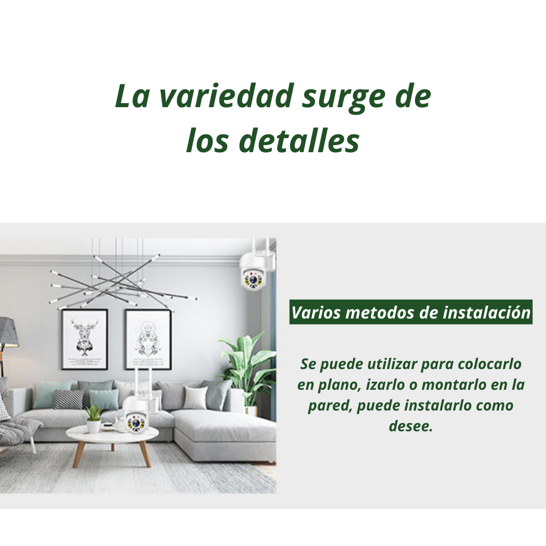 CÁMARA CRUSEC PTZ SEGURIDAD SMART HD WI-FI 360 EXTERIOR INTERIOR - 6