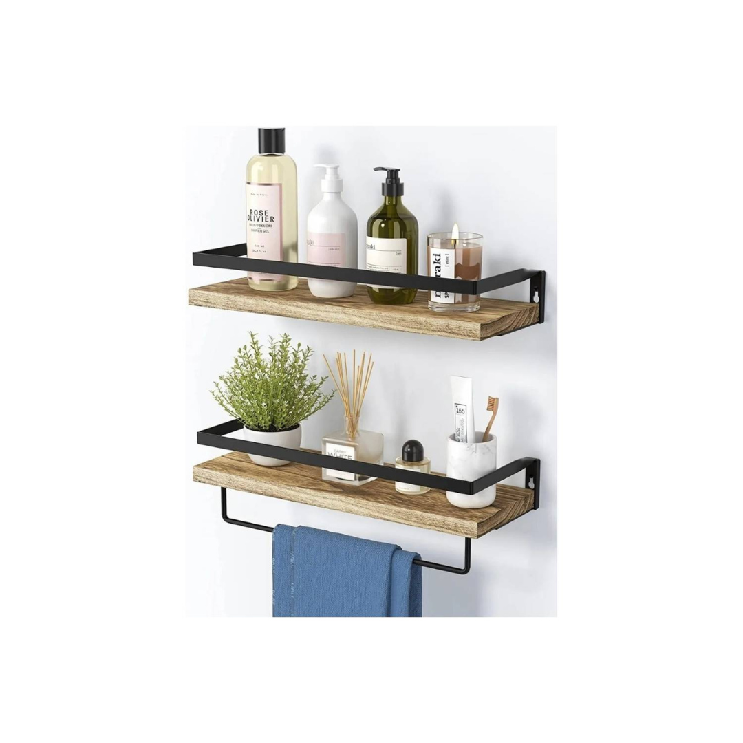 ESTANTERIA MINIMALISTA MODERNA 2 NIVELES FLOTANTE DE MADERA - 4