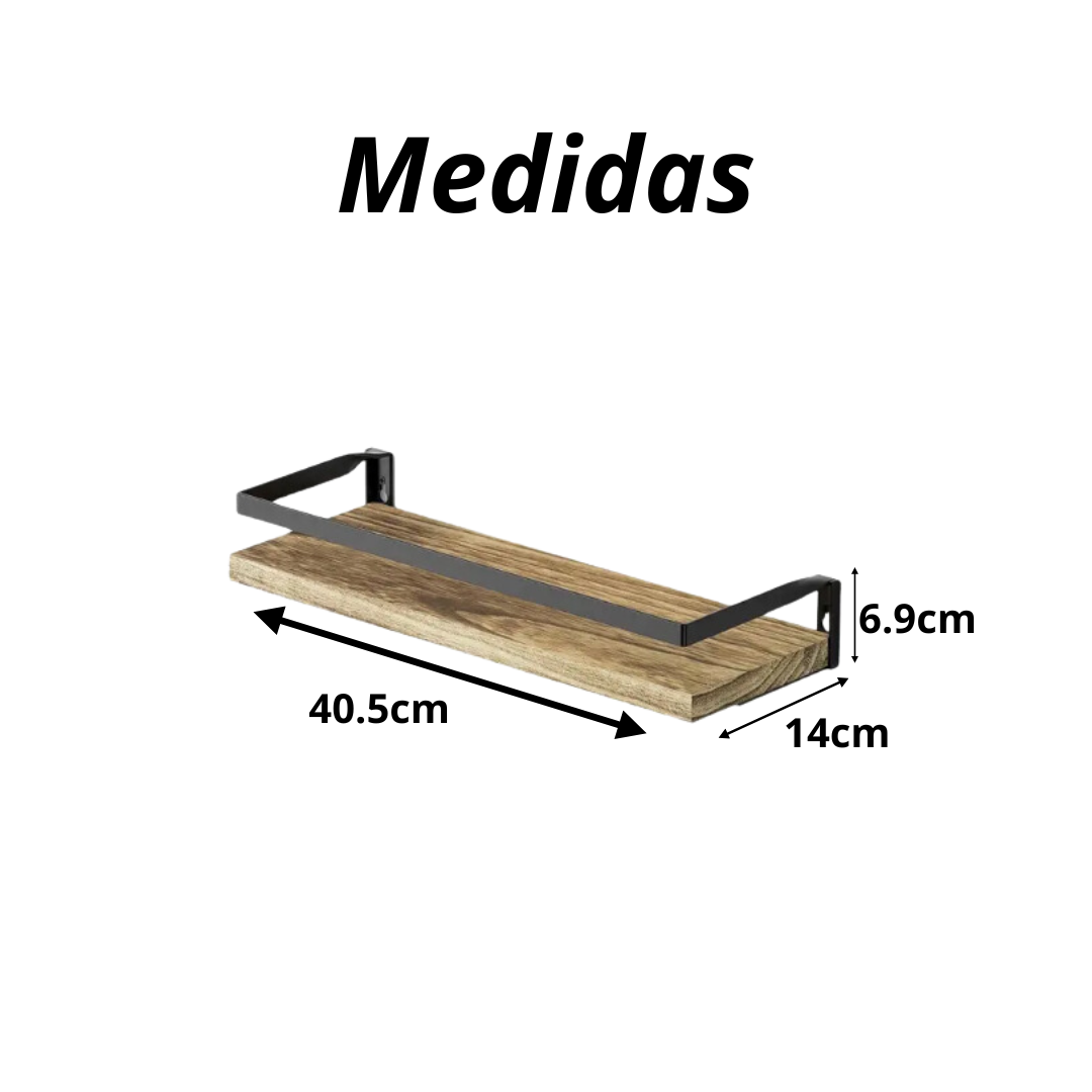 ESTANTERIA MINIMALISTA MODERNA 2 NIVELES FLOTANTE DE MADERA - 6