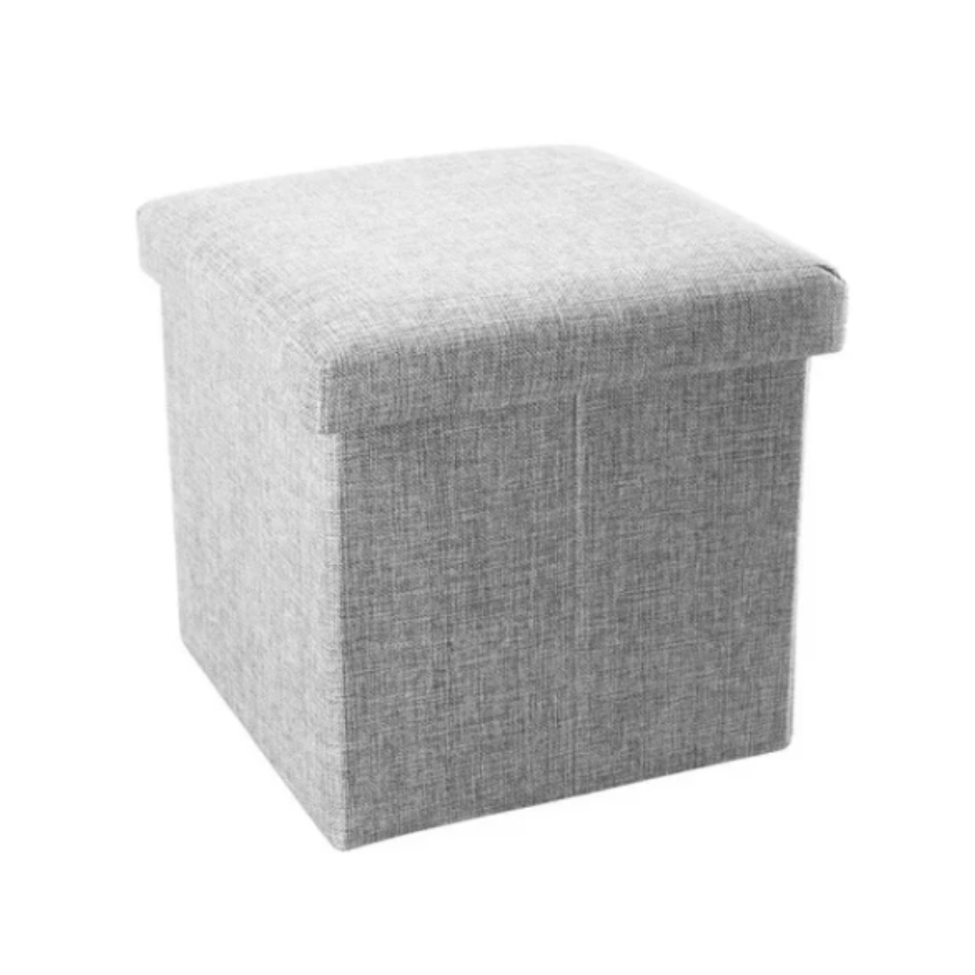 PUFF CRUSEC GRIS CLARO SILLA BAUL ORGANIZADOR MULTIFUNCIONAL 30CM X 30CM - 1