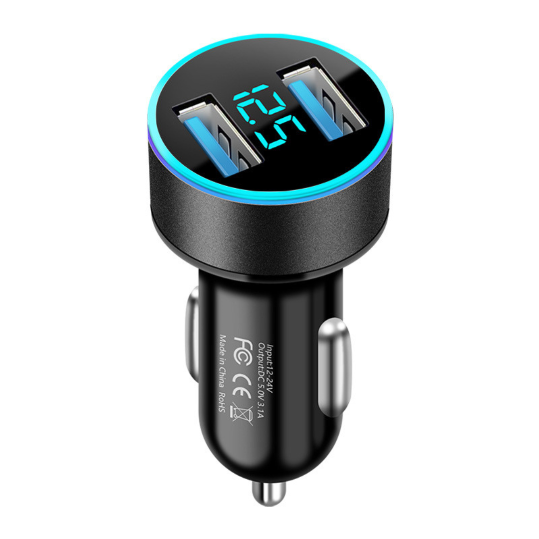 CARGADOR ADAPTADOR AUTOMOVIL USB DOBLE ENTRADA 12-24V 3.1A - 1