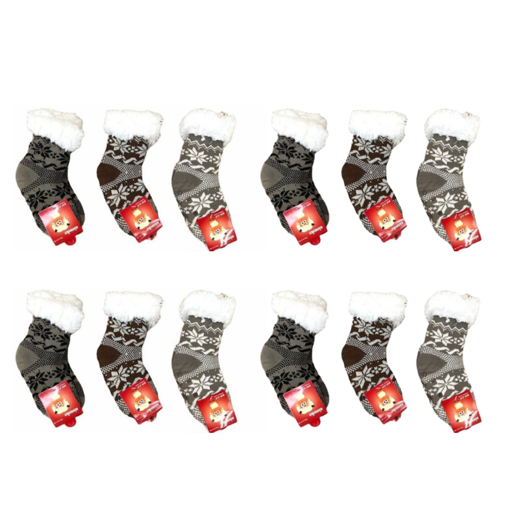 PACK 6 PARES CALCETINES HILO UNISEX CRUSEC MULTICOLOR CHIPORRO ANTIDESLIZANTE INTERIOR NIÑOS - 1