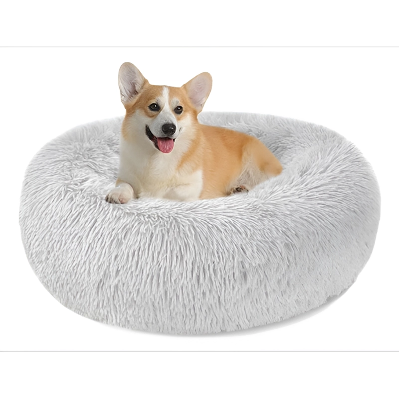 CAMA NIDO DE FELPA PARA MASCOTAS CON FORMA DE ROSCA 100 CM - 1