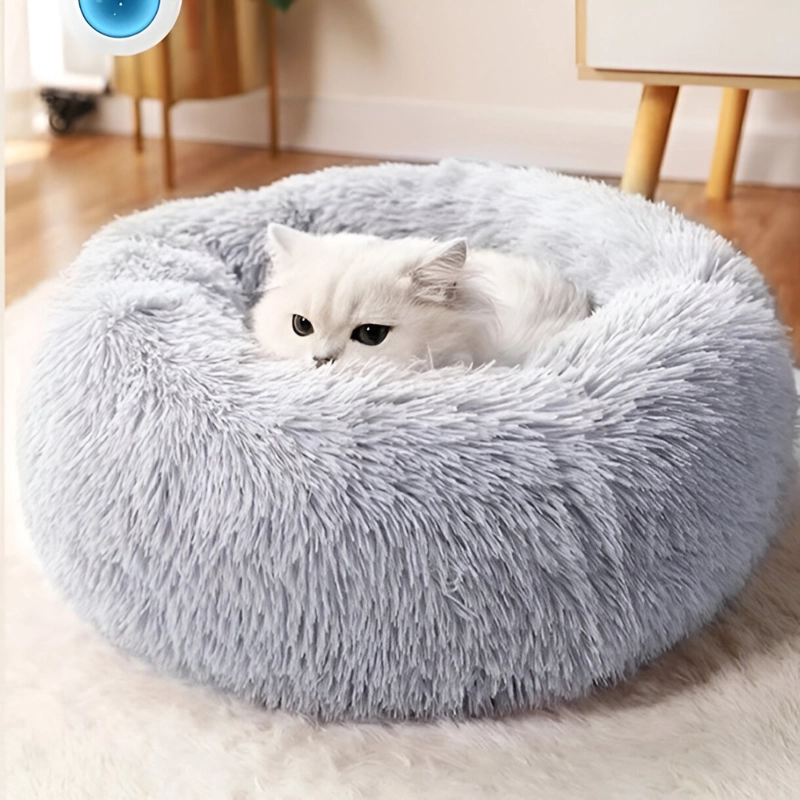 CAMA NIDO DE FELPA PARA MASCOTAS CON FORMA DE ROSCA 100 CM - 4