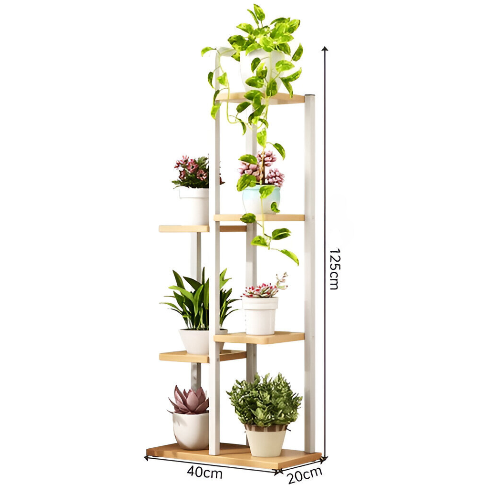 SOPORTE DE 7 ESPACIOS PARA MACETAS PLANTAS DECORATIVO - 2