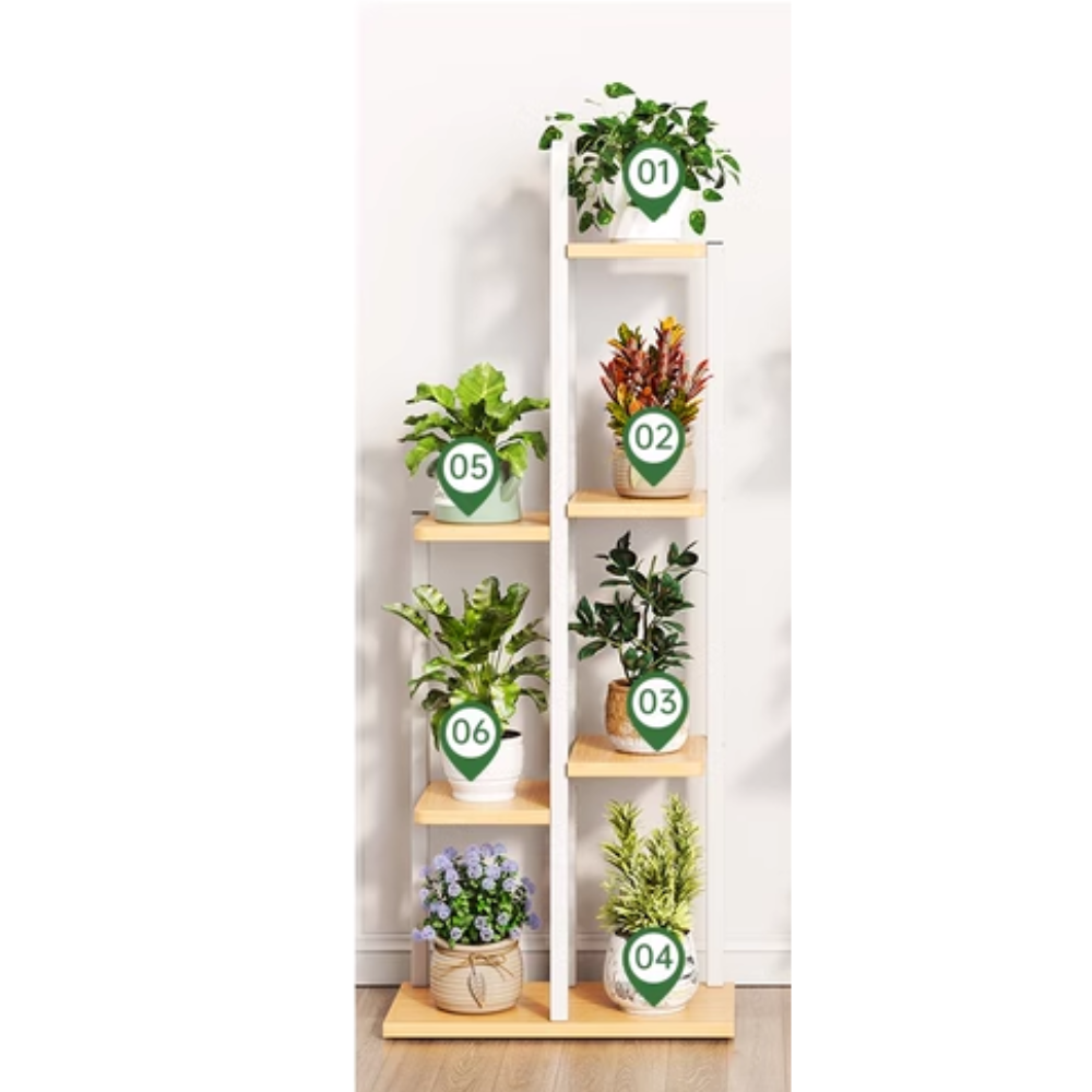 SOPORTE DE 7 ESPACIOS PARA MACETAS PLANTAS DECORATIVO - 4