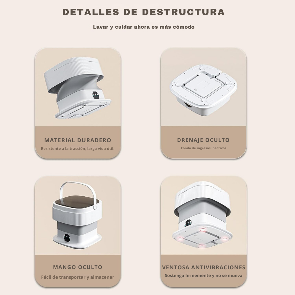MINI LAVADORA PORTATIL 2KG POR LAVADO AUTOMATICA GRIS - 3