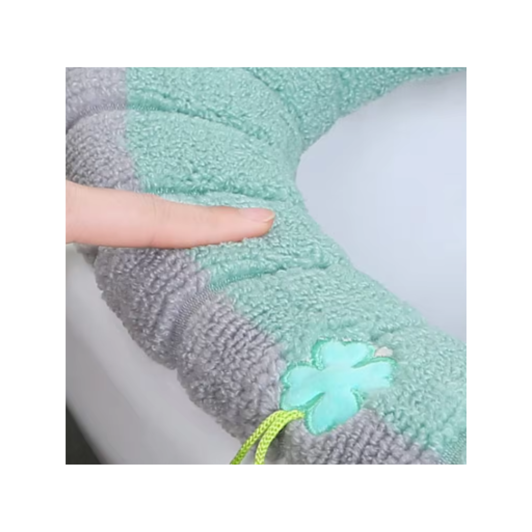 FUNDA DE INODORO DE FELPA LAVABLE PARA WC VERDE - 5