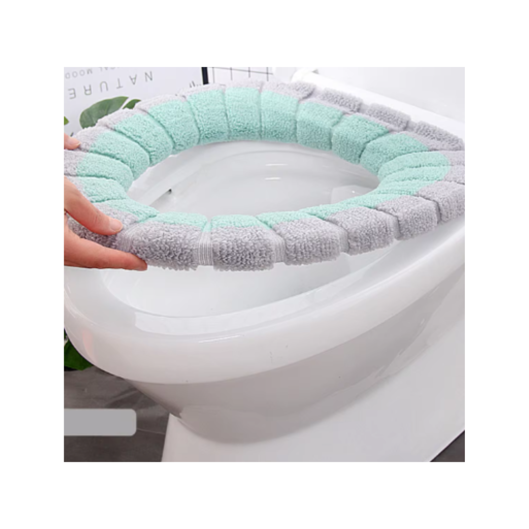 FUNDA DE INODORO DE FELPA LAVABLE PARA WC VERDE - 6