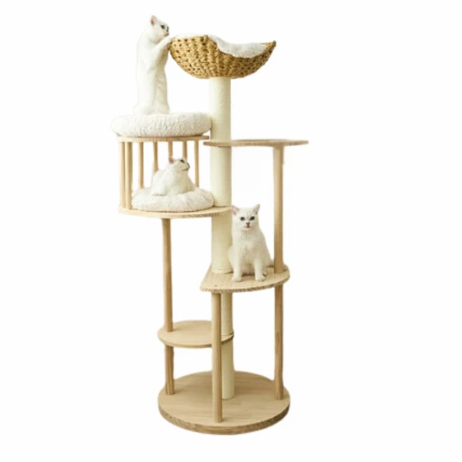 RASCADOR MADERA GATO M1 CRUSEC TIPO TORRE CON CASA ELEGANTE BEIGE - 3