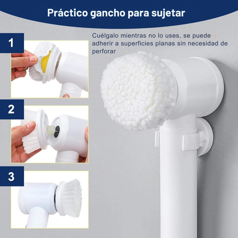 CEPILLO DE LIMPIEZA LAVALOZA ELÉCTRICO RECARGABLE USB 3 EN 1 - 3