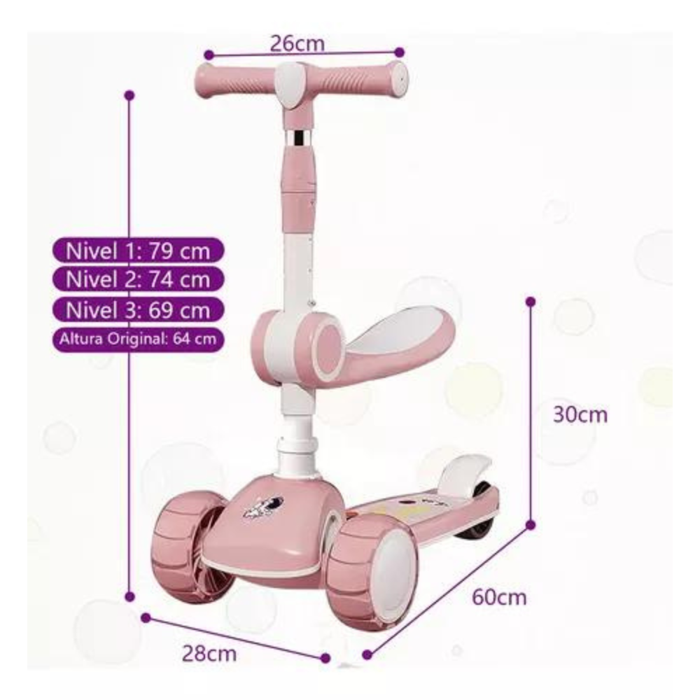 SCOOTER MONOPATÍN 3 RUEDAS LED MUSICAL PLEGABLE NIÑOS REGULABLE - 2