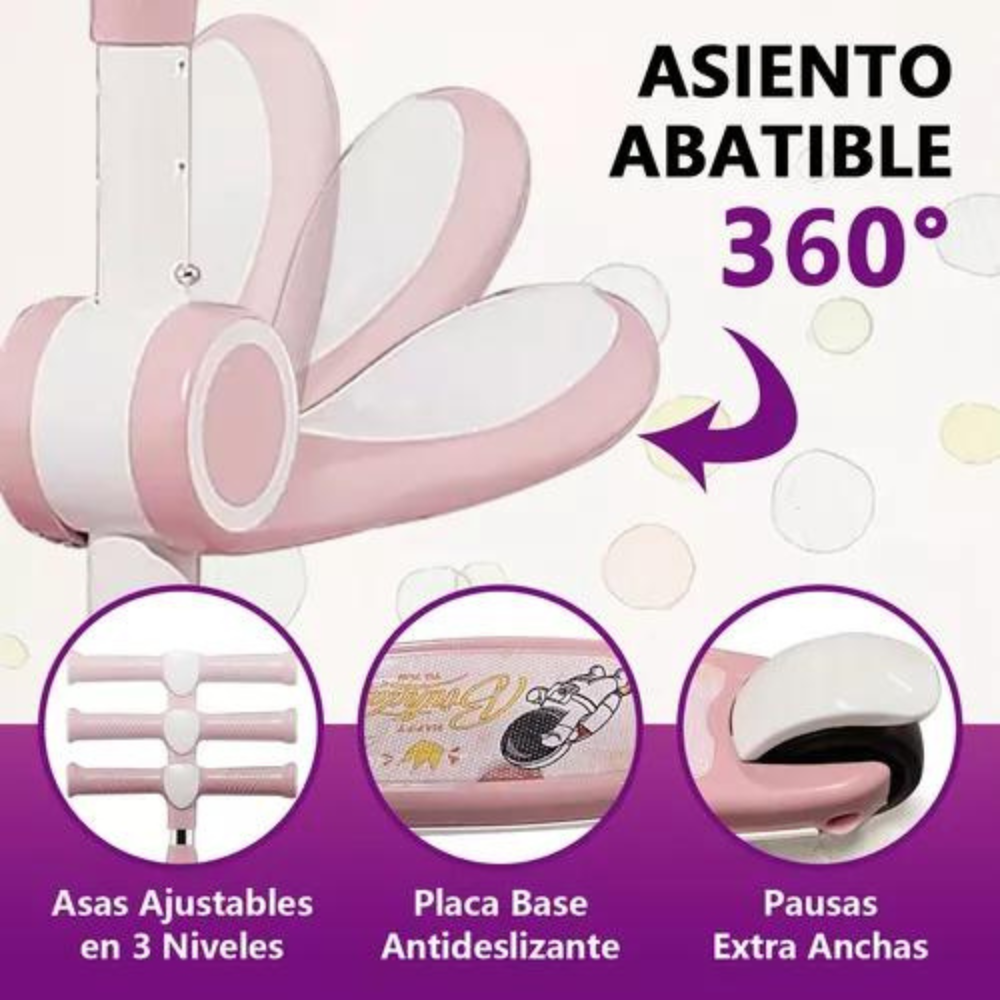 SCOOTER MONOPATÍN 3 RUEDAS LED MUSICAL PLEGABLE NIÑOS REGULABLE - 5