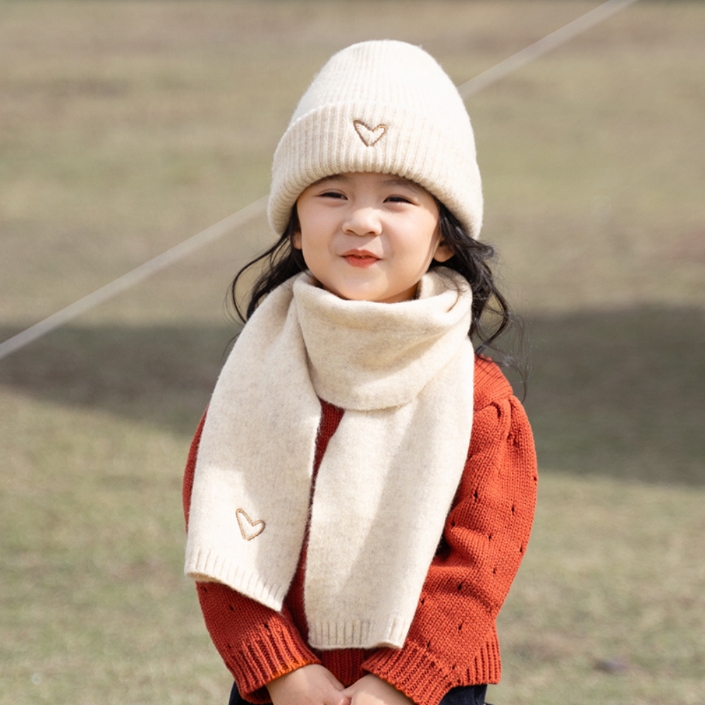 CONJUNTO DE GORRO Y BUFANDA DE LANA TEJIDO INVIERNO PARA NIÑOS - 3