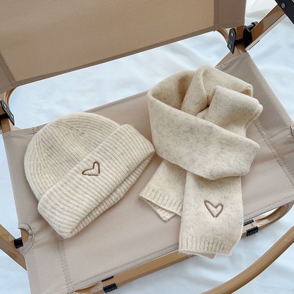 CONJUNTO DE GORRO Y BUFANDA DE LANA TEJIDO INVIERNO PARA NIÑOS - 4
