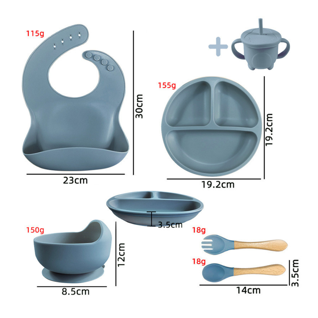 PLATO CRUSEC BEBÉ SILICONA JUEGO 6 PIEZAS LAVABLE ROSA - 2