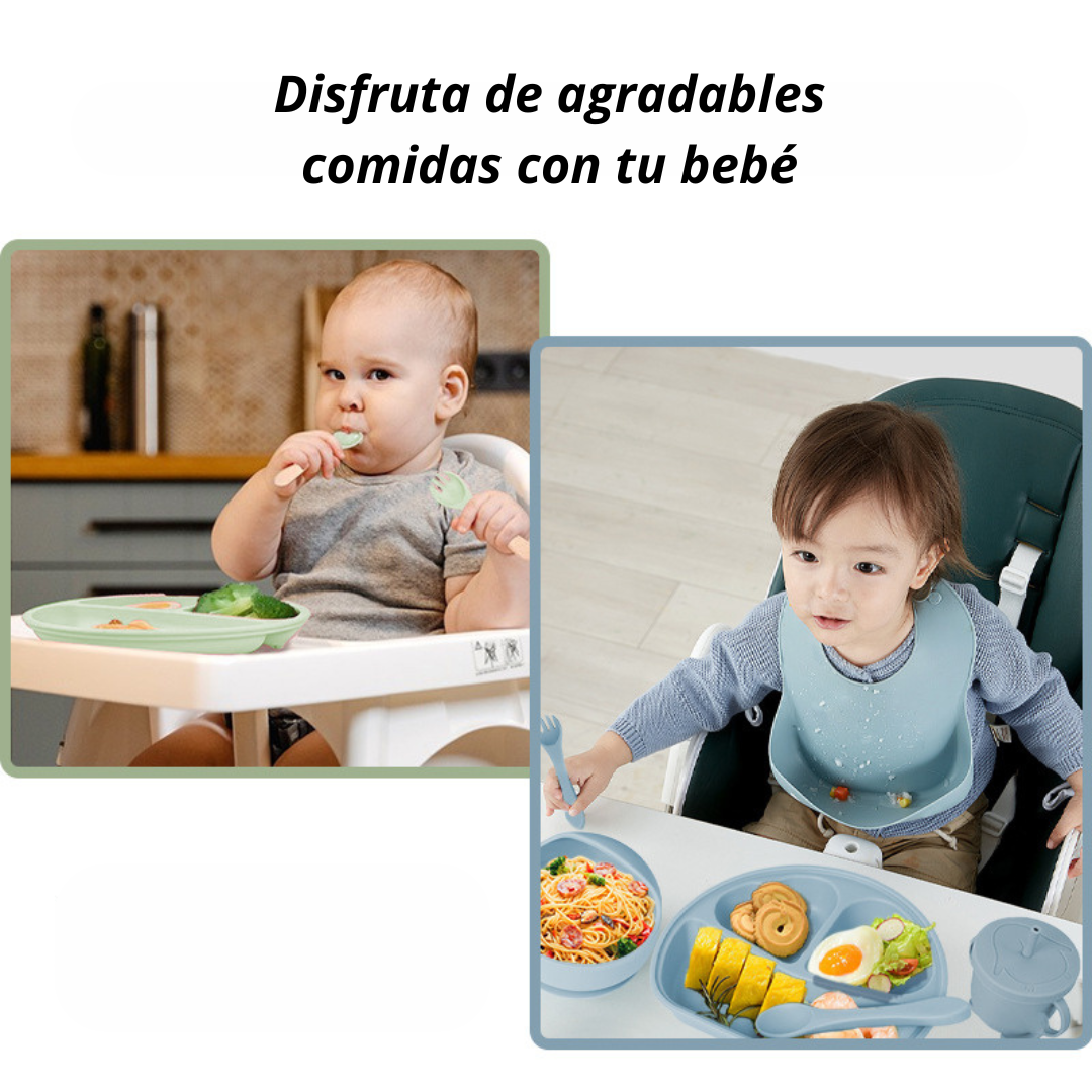 PLATO CRUSEC BEBÉ SILICONA JUEGO 6 PIEZAS LAVABLE ROSA - 4