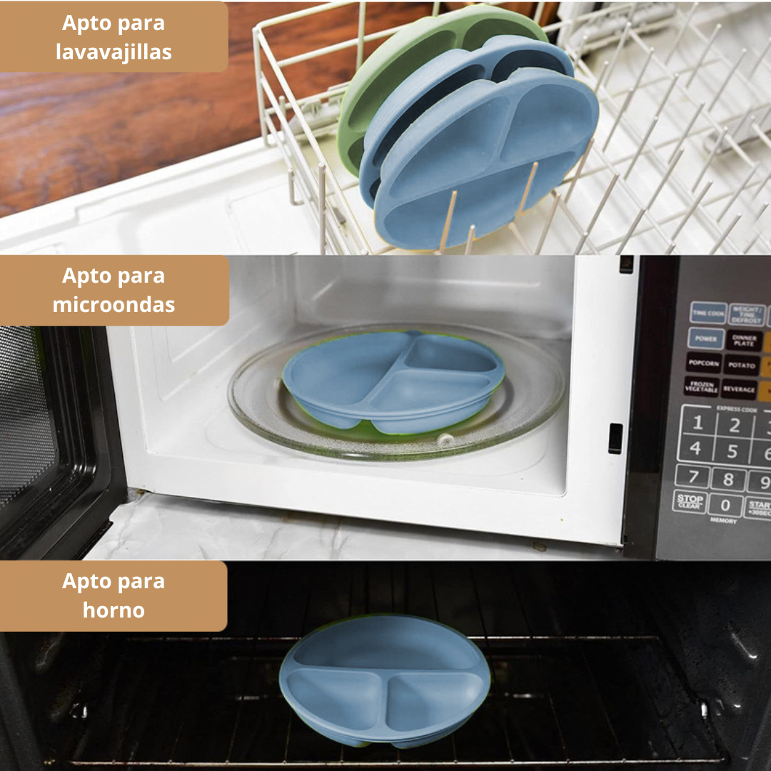 PLATO CRUSEC BEBÉ SILICONA JUEGO 6 PIEZAS LAVABLE ROSA - 5