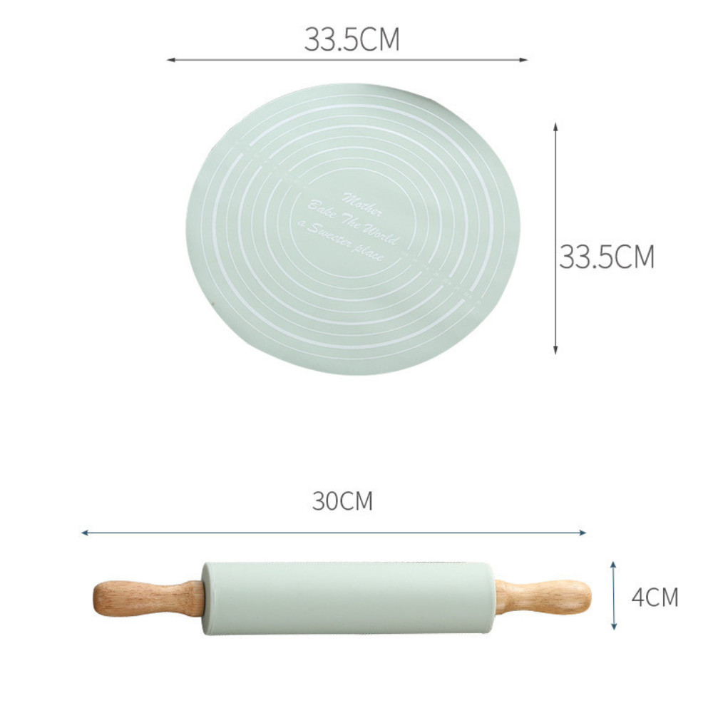 TAPETE COCINA DE SILICONA ANTIADHERENTE AMASAR + RODILLO - 3