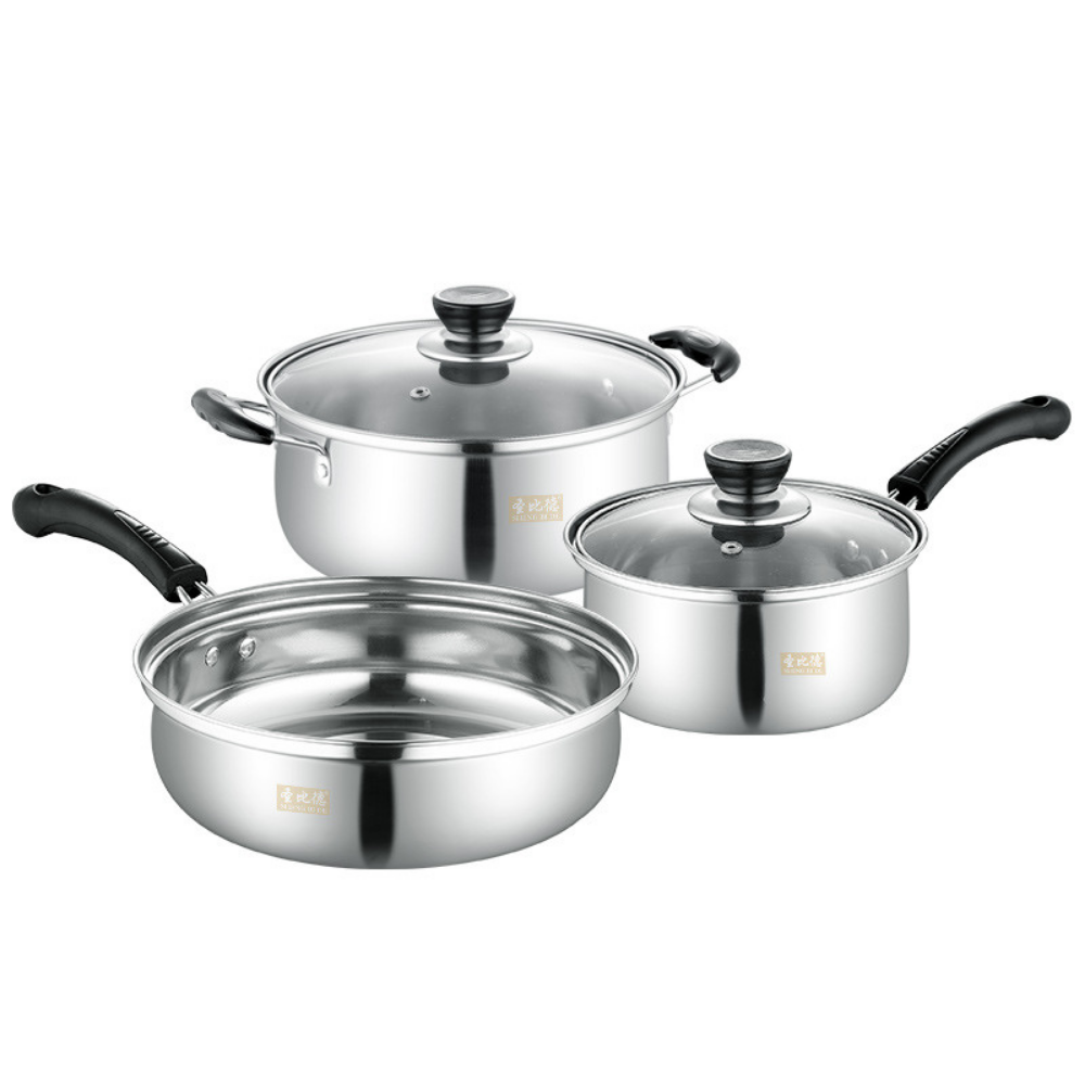 JUEGO DE OLLAS Y SARTÉN BATERÍA 5 PCS COCINA INOXIDABLE - 1