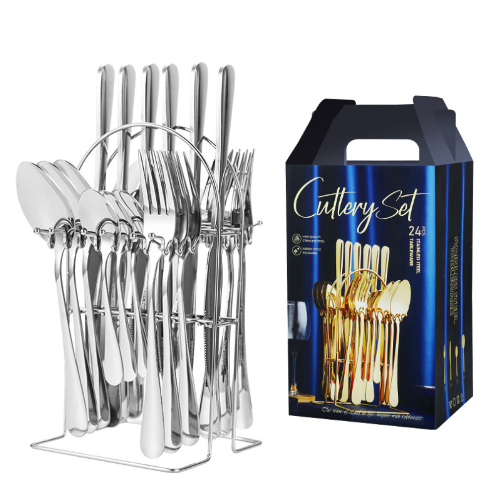 SET DE 24 CUBIERTOS DE ACERO INOXIDABLE DELUXE - 1