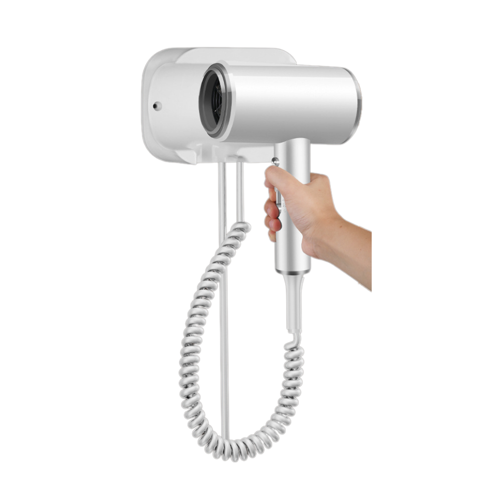 SECADOR DE CABELLO CON SOPORTE PARA PARED BLANCO COMPACTO - 2