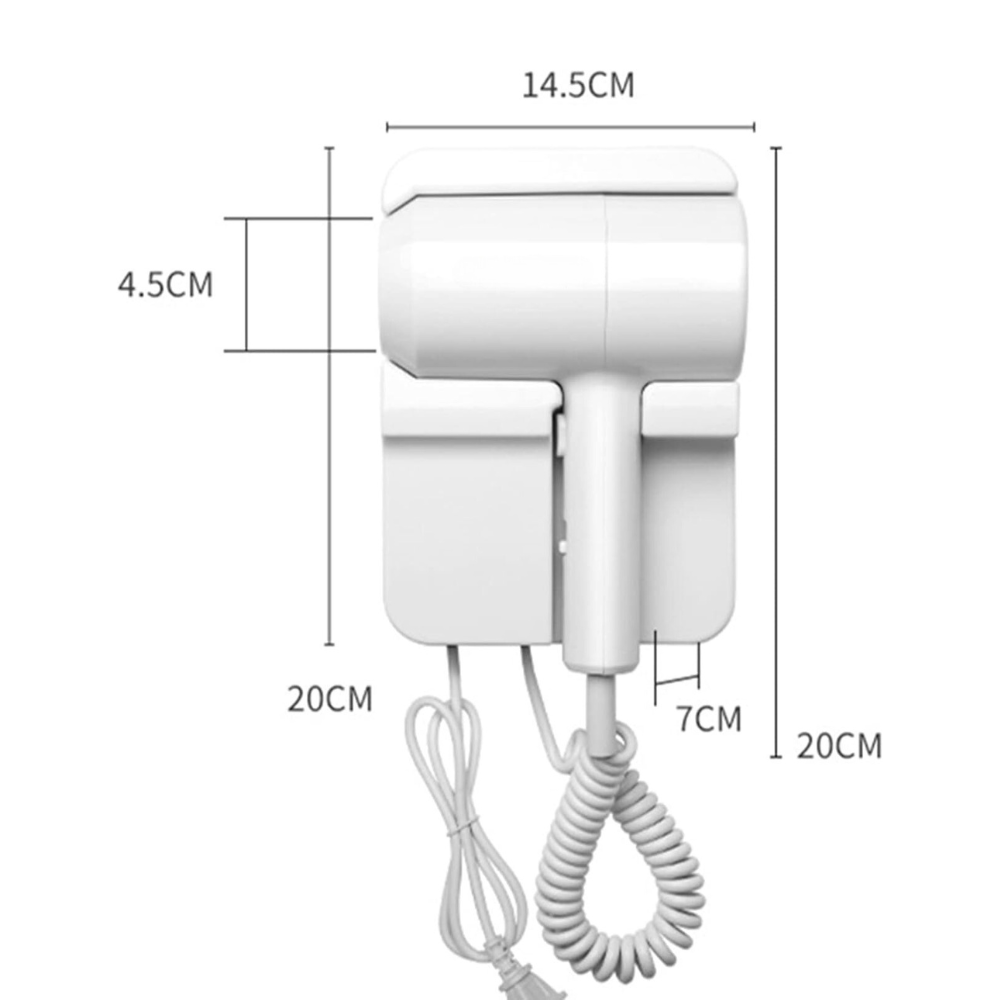 SECADOR DE CABELLO CON SOPORTE PARA PARED BLANCO COMPACTO - 3
