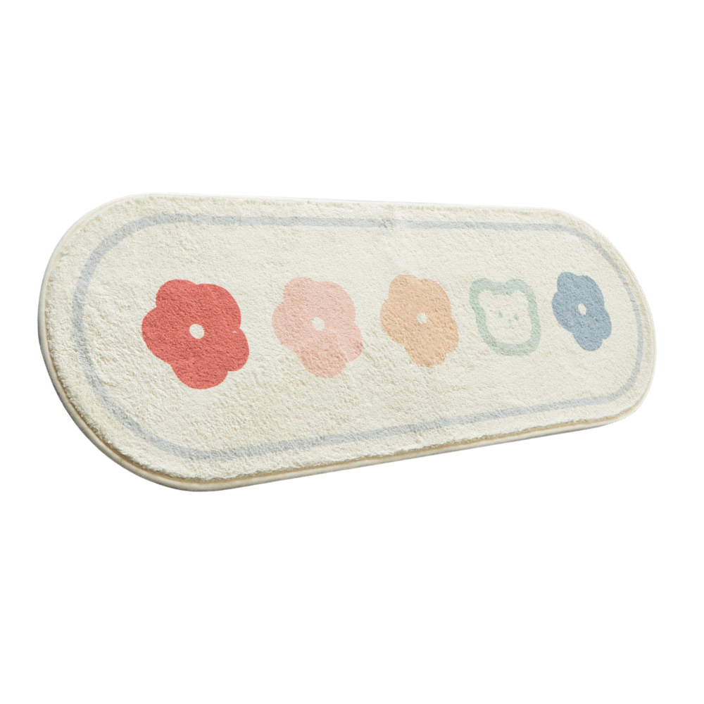 ALFOMBRA CRUSEC M1 INFANTIL LARGA OVALADA PELUDA DORMITORIO FLORES 120 X 40 CM